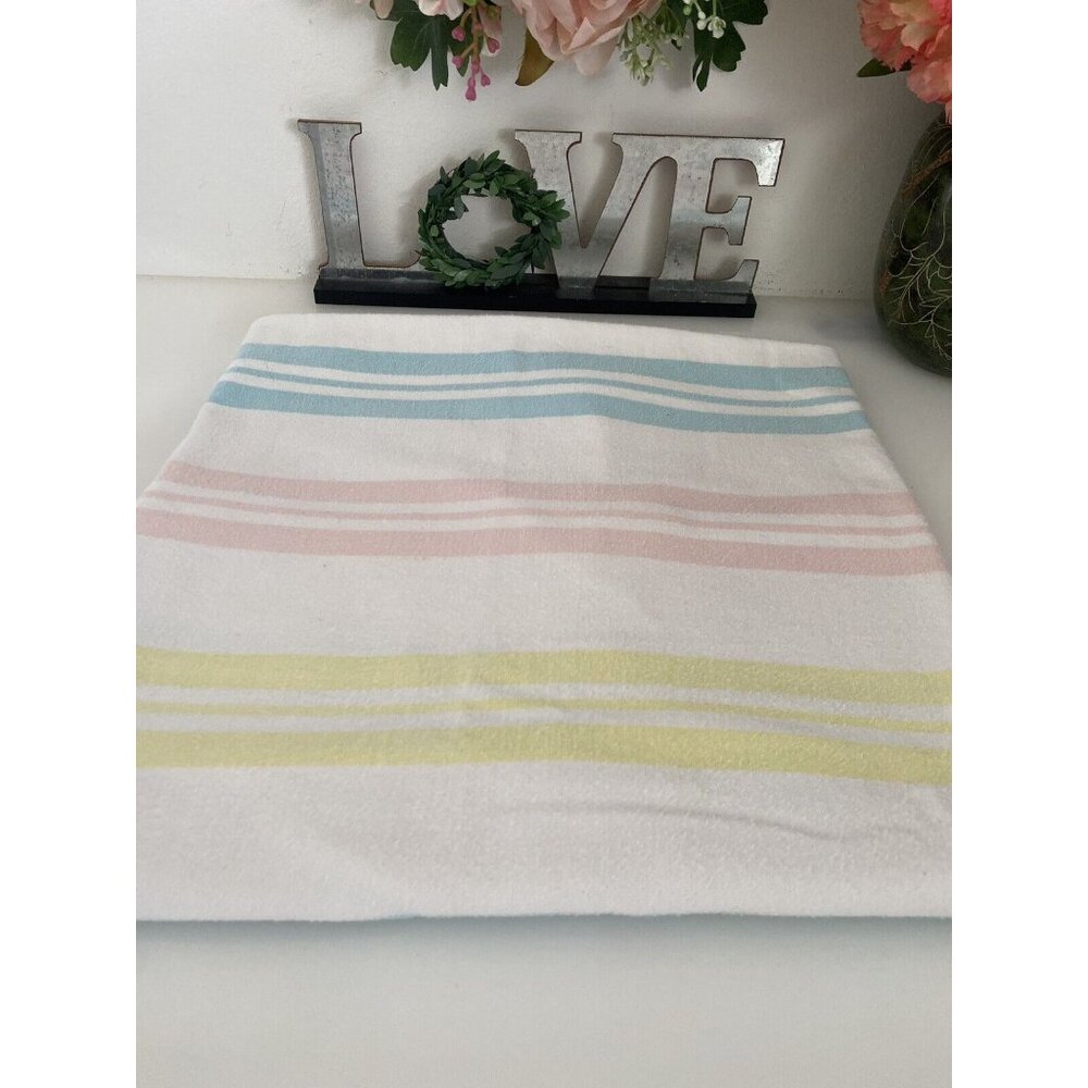 Vtg Baby Receiving Blanket Dundee 25X38 Stripes Pink Blue Nursery Swaddle 1970's - Picture 7 of 16